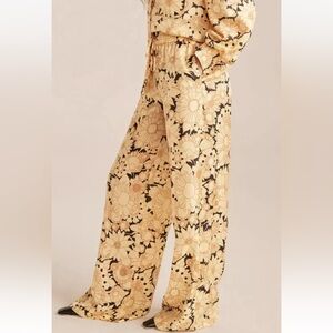 Rebecca Taylor Pop Art Drawstring Silk Pants Sz M Black Combo